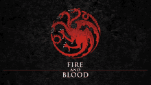 a poster with a red dragon and the words fire and blood