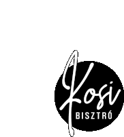 a logo for kosi bisztro is shown in black and white