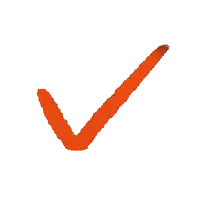 a red check mark with a white background
