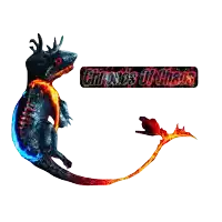 a logo for chronics of chaos with a dragon