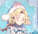 a drawing of a girl wearing bunny ears and a bow