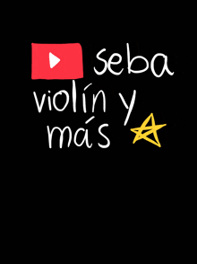 a black background with the words seba violin y mas written in white