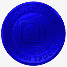 a blue coin that says ' onlooks looks ' on it