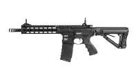 a black assault rifle with the word glock on it