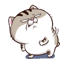 a cartoon cat is standing on its hind legs and making a fist