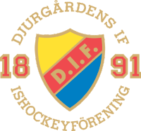 a logo for djurgarden i hockey forening with a shield