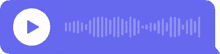 a blue speech bubble with a play button and sound wave