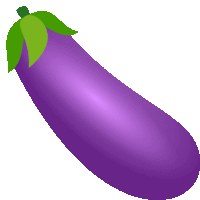 a purple eggplant with a green leaf on top of it