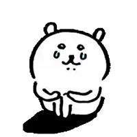 a black and white drawing of a bear sitting down with its hands folded and crying .