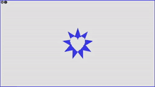a blue square with a white swirl in the middle