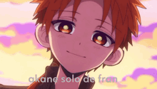 a cartoon of a boy with the words akane solo de fran written below him