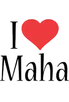 a logo that says i love maha with a heart