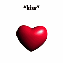 a heart shaped mirror with a picture of a cat on it and the words " kiss " below it