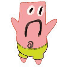 a drawing of patrick star from spongebob squarepants with a surprised face .