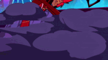 a cartoon character with red hair is holding a bow and arrow .
