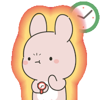 a cartoon of a rabbit with a watch on its wrist