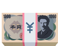 a stack of 1000 yen bills with a picture of a man on them