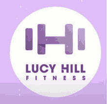 the logo for lucy hill fitness is a purple circle with a white background .