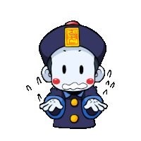 a cartoon drawing of a ghost with chinese writing on the hat