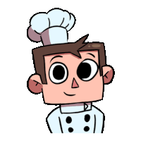 a cartoon character wearing a chef 's hat and a chef 's coat