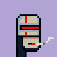 a pixel art illustration of a person smoking a cigarette