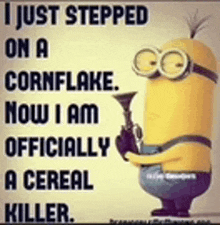 a picture of a minion holding a gun with a quote on it