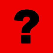 a black question mark on a red background with a square underneath it .