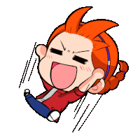 a cartoon of a girl with red hair and a purple headband