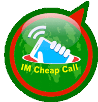 a logo for im cheap call with a hand holding a phone