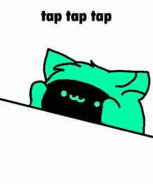 a cartoon of a cat with the words tap tap tap written on it