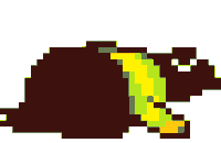 a pixel art drawing of a rat with a yellow tail and a smiley face .