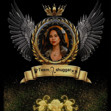 a picture of a woman with wings and the words team shugga