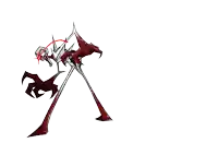 a cartoon drawing of a skeleton with long legs and red eyes