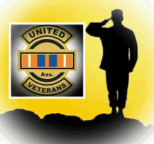 a united ass. veterans logo with a man saluting