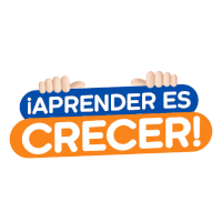 a blue and orange sign that says aprender es crecer on it