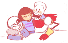 a drawing of sans papyrus and frisk with the year 2015 on the bottom right