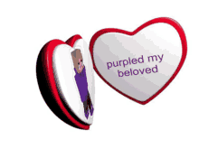 purpled my beloved is written on a white heart