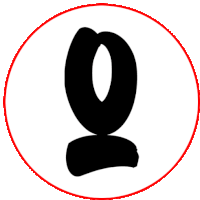 a red circle with a black circle in the middle