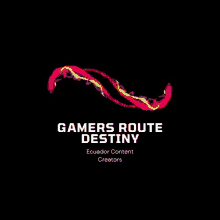 a logo for gamers route destiny ecuador content creators with a colorful wave on a black background .