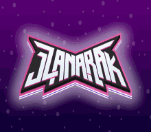 a purple background with a black and pink logo that says zanarak