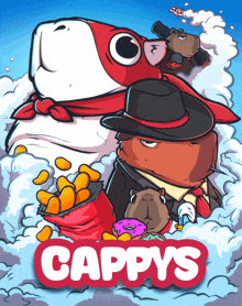 an advertisement for cappys shows a cartoon character