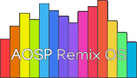 the aosp remix os logo shows a rainbow of colors