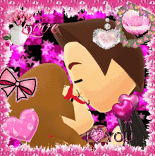 a picture of a man and woman kissing with the words i love you