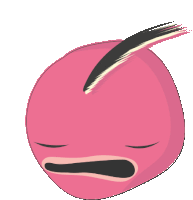 a cartoon drawing of a pink face with a black mohawk