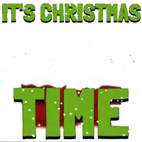 a picture of a penguin wearing a santa hat with the words it 's christmas time below it