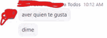 a screenshot of a text message that says aver quien te gusta