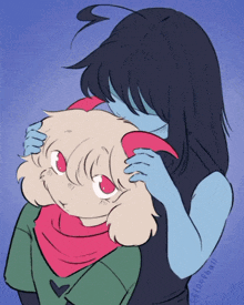 a drawing of a girl hugging another girl with the name lookball written on the bottom of the drawing