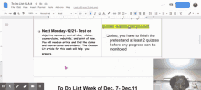 a screenshot of a google document titled to do list-ela-8