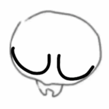 a black and white drawing of a cartoon character with big eyes and a mouth .