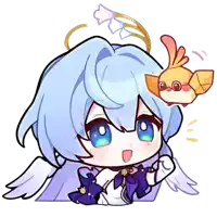 a cartoon drawing of a girl with wings and a small bird on her head